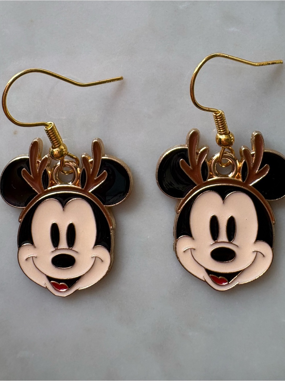 Mickey Mouse Reindeer Earrings - Gold & Black